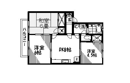 シャルム徳村(3DK/2階)の間取り写真