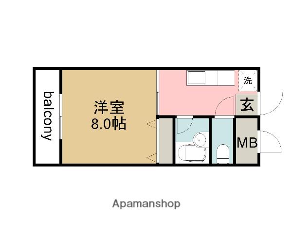 己斐西ハイム(1DK/2階)の間取り写真