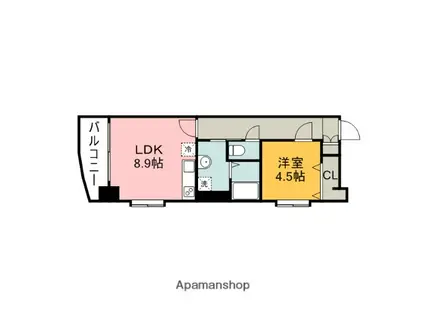 GOLD COURT 宝町(1LDK/11階)の間取り写真