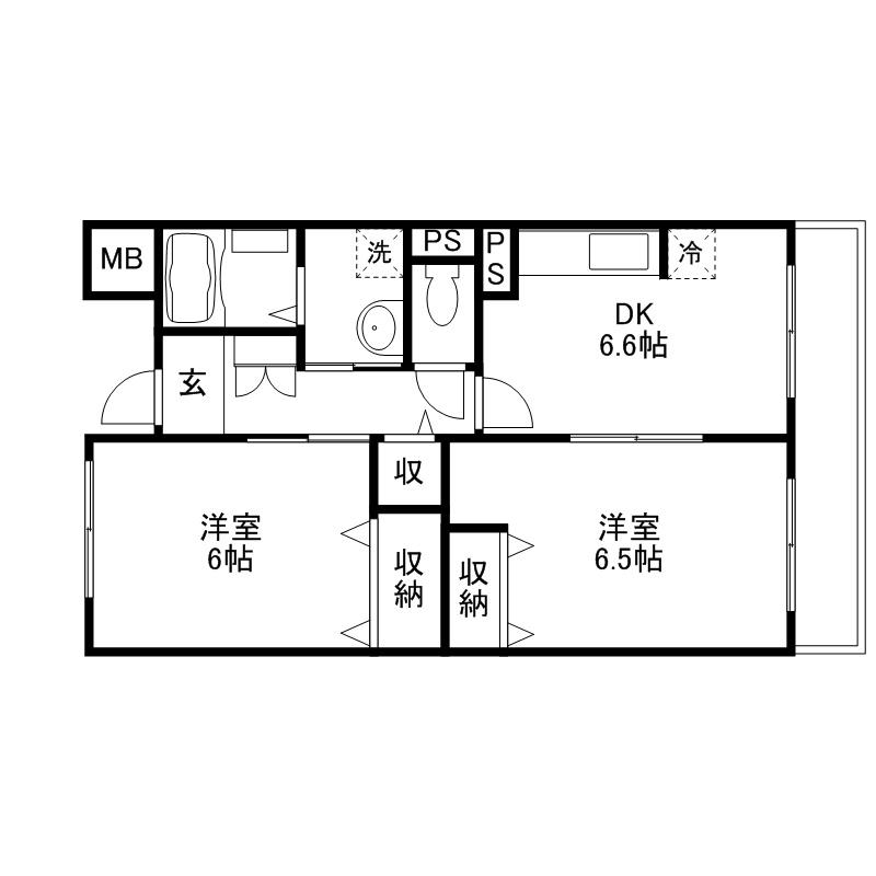 グランドハイツ深川(2DK/2階)の間取り写真