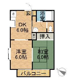 フレグランス高須(2DK/2階)の間取り写真