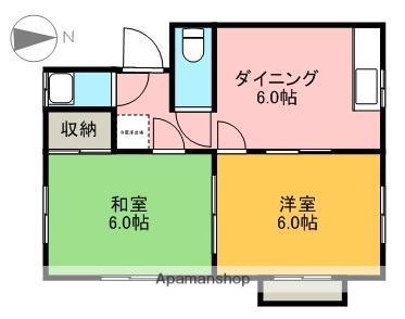 みどりハイツ(2DK/2階)の間取り写真