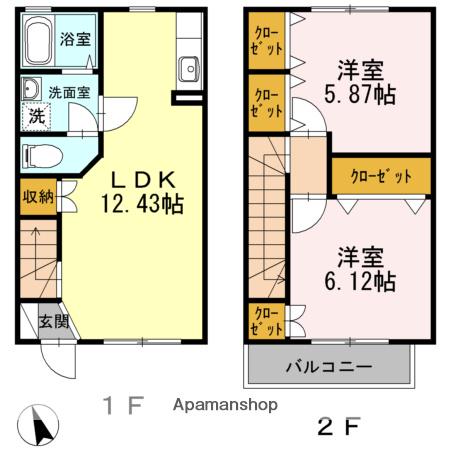 シャレーほんどう壱番館(2LDK/1階)の間取り写真