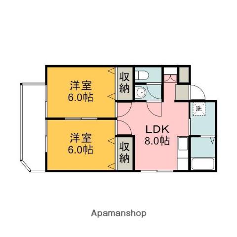 ファミールM(2DK/3階)の間取り写真