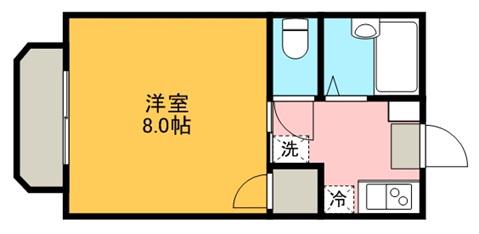 メゾン大歳 B棟(1K/2階)の間取り写真