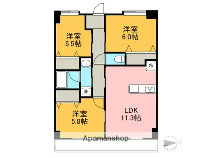 ヴァントゥールベルジェ(3LDK/4階)の間取り写真