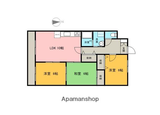 パインコート鏡山(3LDK/1階)の間取り写真