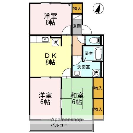 ウィステリアⅡ(2LDK/1階)の間取り写真