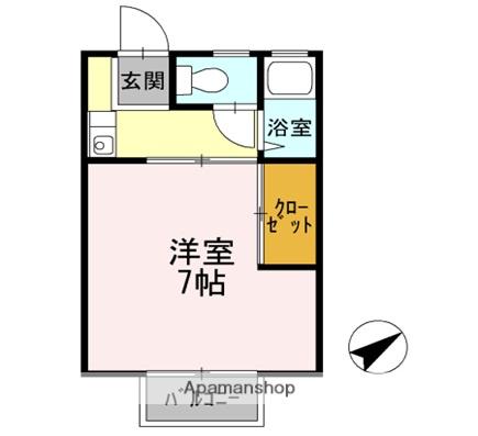 パークハウスA棟(1K/2階)の間取り写真