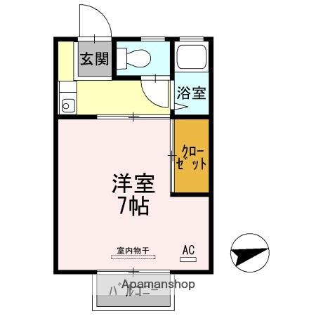 パークハウスB棟(1K/2階)の間取り写真