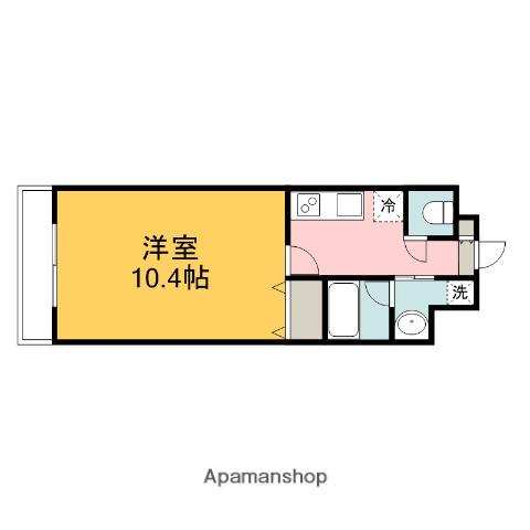キャンパスシティ西条(1K/4階)の間取り写真