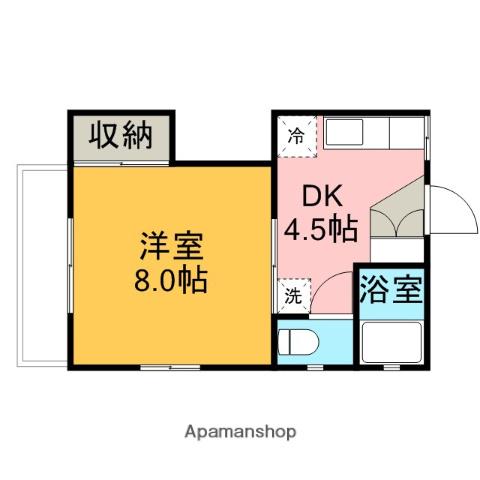 ヒルズ西条(1DK/2階)の間取り写真