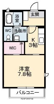 プランタン A棟(1K/1階)の間取り写真