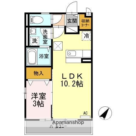 セジュールK(1LDK/1階)の間取り写真