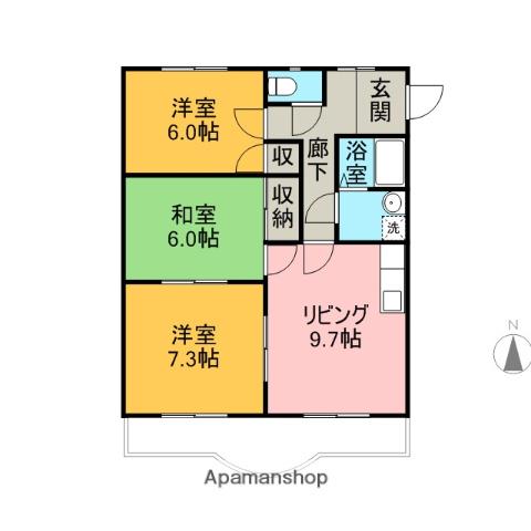 パインビューマンション(3LDK/2階)の間取り写真