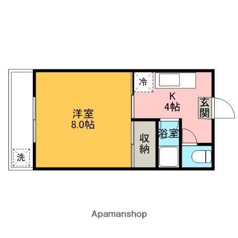 プランタン2号棟(1K/2階)の間取り写真
