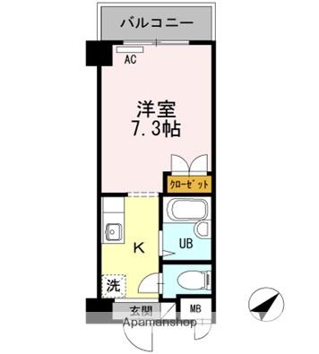 エクレール(ワンルーム/2階)の間取り写真