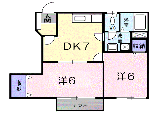 リーパ・フルーミニス(2DK/1階)の間取り写真