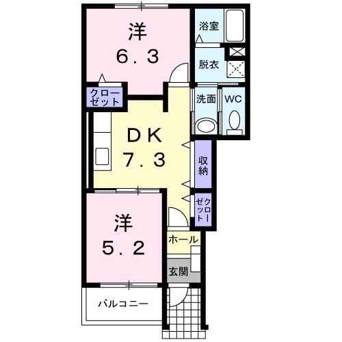 HAYATEⅡ(2DK/1階)の間取り写真