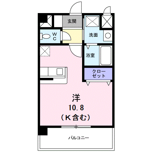 ゴールドクレスト(ワンルーム/2階)の間取り写真