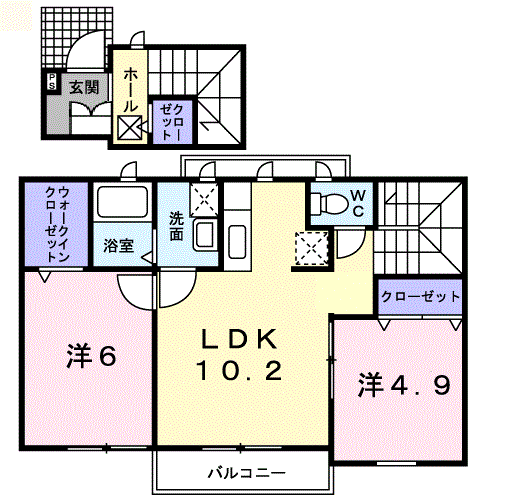 ジェルメS(2LDK/2階)の間取り写真