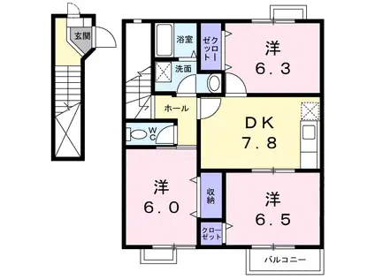 青空館C(3DK/2階)の間取り写真