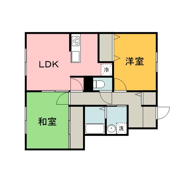 ヴィラさだいわB(2LDK/1階)の間取り写真