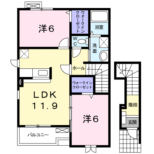 タルガA(2LDK/2階)の間取り写真