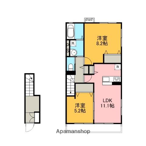 アムール C(2LDK/2階)の間取り写真