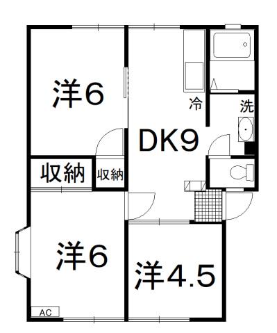 豊ハイツA(3DK/2階)の間取り写真