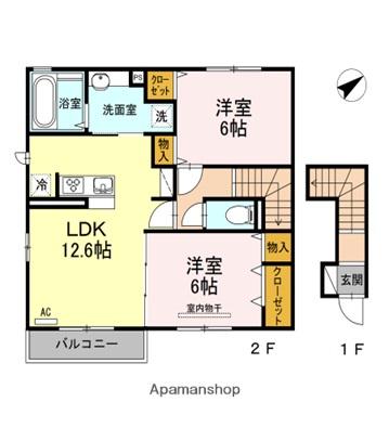 ルミエール A棟(2LDK/2階)の間取り写真