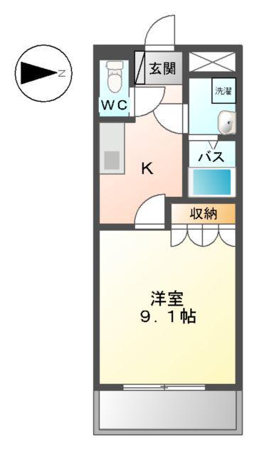 プリーマ・ヴィラⅡ番館(1K/2階)の間取り写真