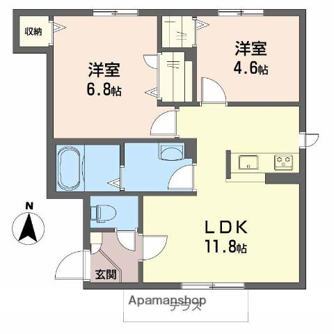 シャーメゾンサラン B(2LDK/1階)の間取り写真