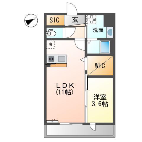 ヴィラ フィオーレ(1LDK/1階)の間取り写真