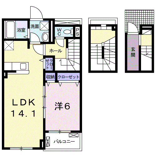 アルカンシエル D(1LDK/3階)の間取り写真
