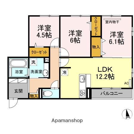 ピアチェーレアミカ(3LDK/3階)の間取り写真