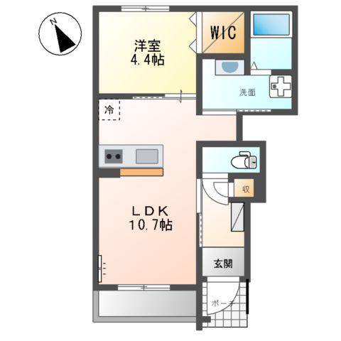 グランドハイツ弐番館(1LDK/1階)の間取り写真