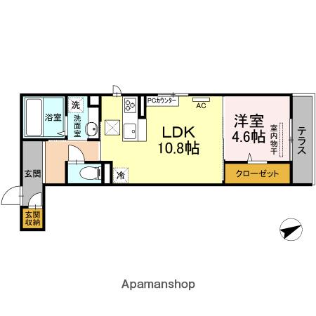 アネシス寺家A・B A棟(1LDK/1階)の間取り写真
