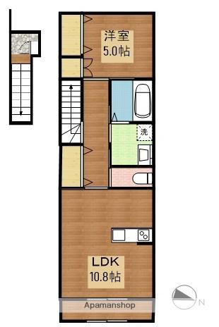 山陽本線 八本松駅 徒歩20分 2階建 築4年(1LDK/2階)の間取り写真