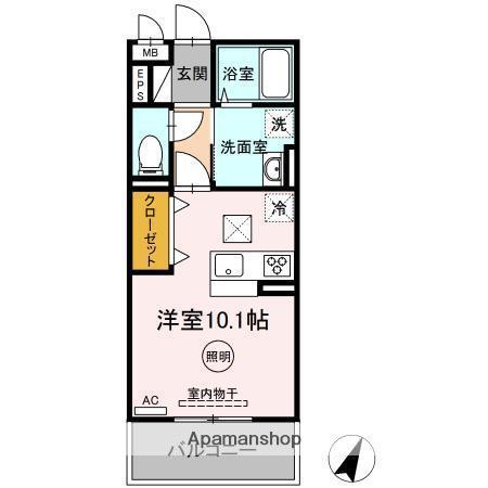 グラン シャルールK(ワンルーム/3階)の間取り写真