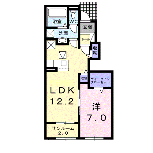 パーチェ 寺家 A(1LDK/1階)の間取り写真