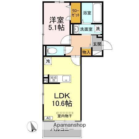 山陽本線 寺家駅 徒歩11分 3階建 築2年(1LDK/3階)の間取り写真