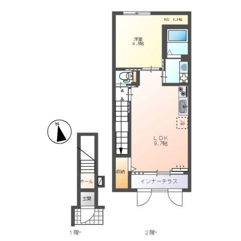 コーセー飯田(1LDK/2階)の間取り写真