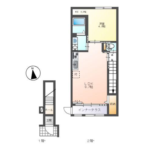 コーセー飯田(1LDK/2階)の間取り写真
