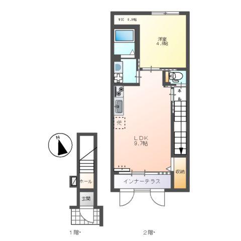 コーセー飯田(1LDK/2階)の間取り写真