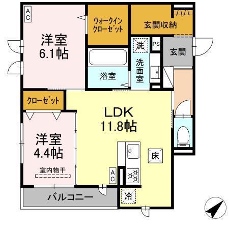 プレミア西条中央A棟(2LDK/3階)の間取り写真