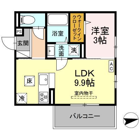 グレイスガーデンB(1LDK/1階)の間取り写真