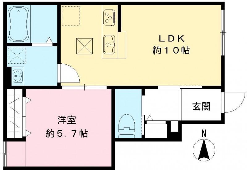 GLORIOSA(1LDK/1階)の間取り写真