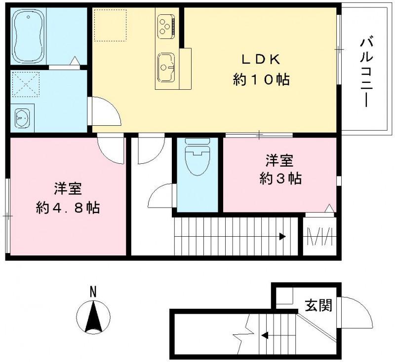 GLORIOSA(2LDK/2階)の間取り写真