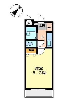 サンパティオ幸本Ⅱ(1K/2階)の間取り写真